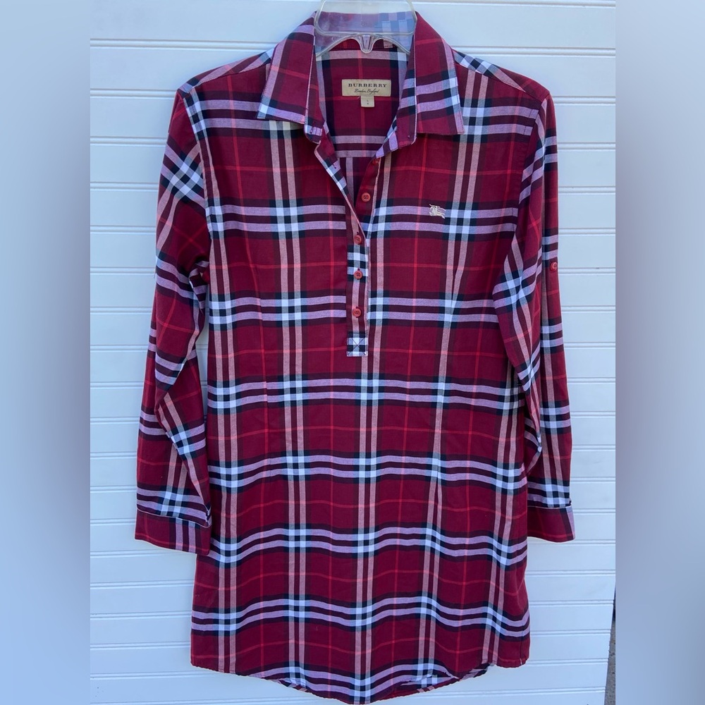 Burberry Maroon Nova Check Cotton Dress
